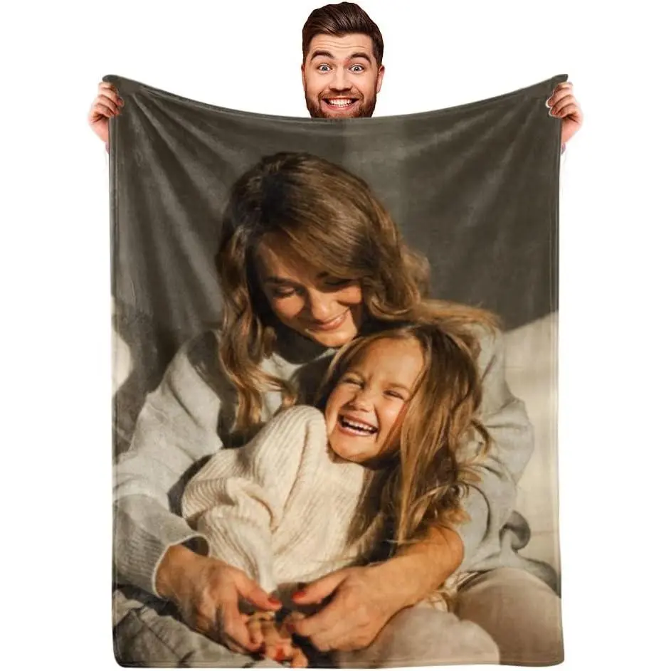 DayOfShe Mothers Day Blankets Gifts Custom Blanket with Photo Mom Birthday Gifts,Personalized Blanket as Best Mom Dad Ever Blankets Mothers Gifts from Daughter