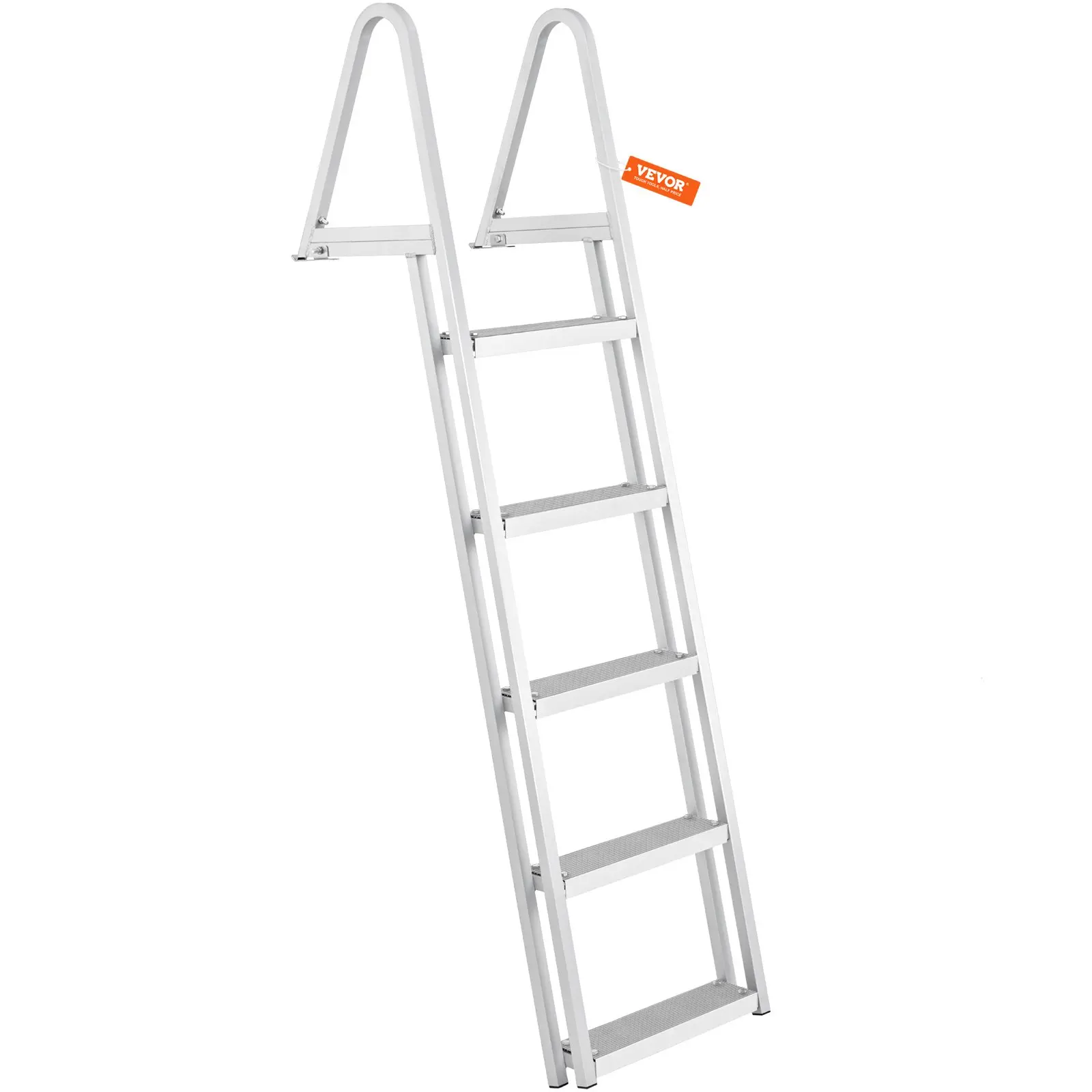 VEVOR Removable Dock Ladder 5 Steps, 350 lbs Load Capacity, Pontoon Boat Ladder with 4'' Wide Step Nonslip Design for Ship/Lake/Pool/Marine Boarding