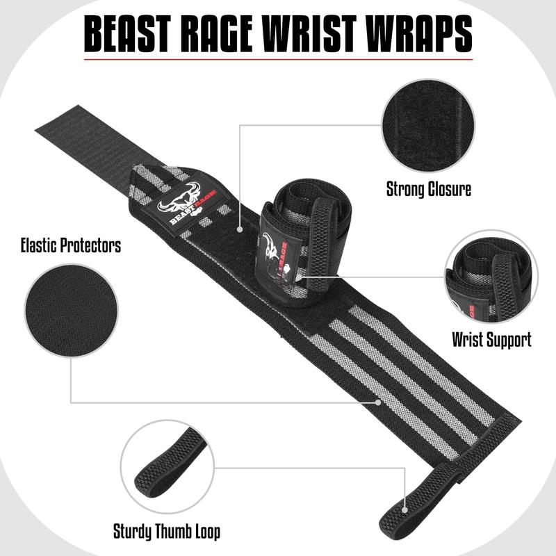 Wrist Wraps for Weightlifting - Adjustable Lifting Straps With Thumb Loop for Enhanced Gym Support, Powerlifting, Bodybuilding and Workout