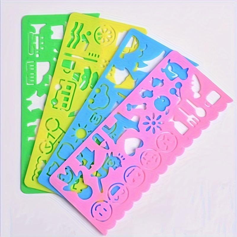 4 Cartoon Drawing Template Rulers for Students, School Supplies for Artistic Hand Drawing, Creative Art Tools for Kids