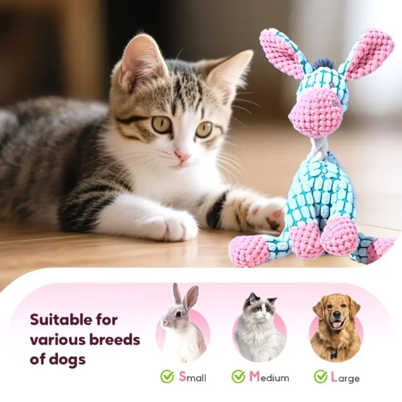 Durable Plush Toy for Dogs, Interactive Teething and Dental Care, Available in  Donkey, Giraffe, Puppy, Perfect Sleep Companion