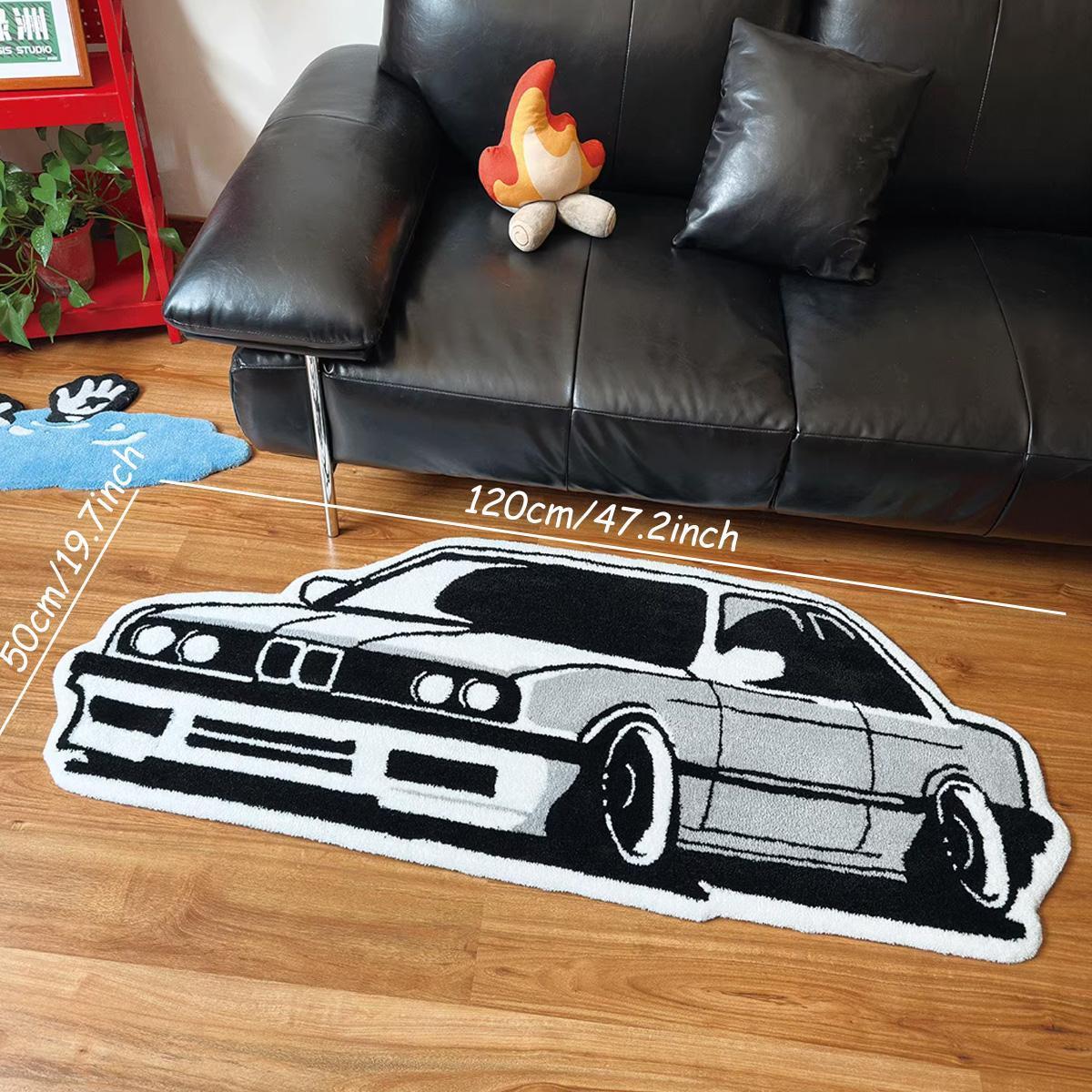 Cartoon Car Shaped Rug, Soft Plush Floor Mat, Decorative Carpet for Home Living Room Bedroom, Vanity Decor Accessories, Gift for Boy