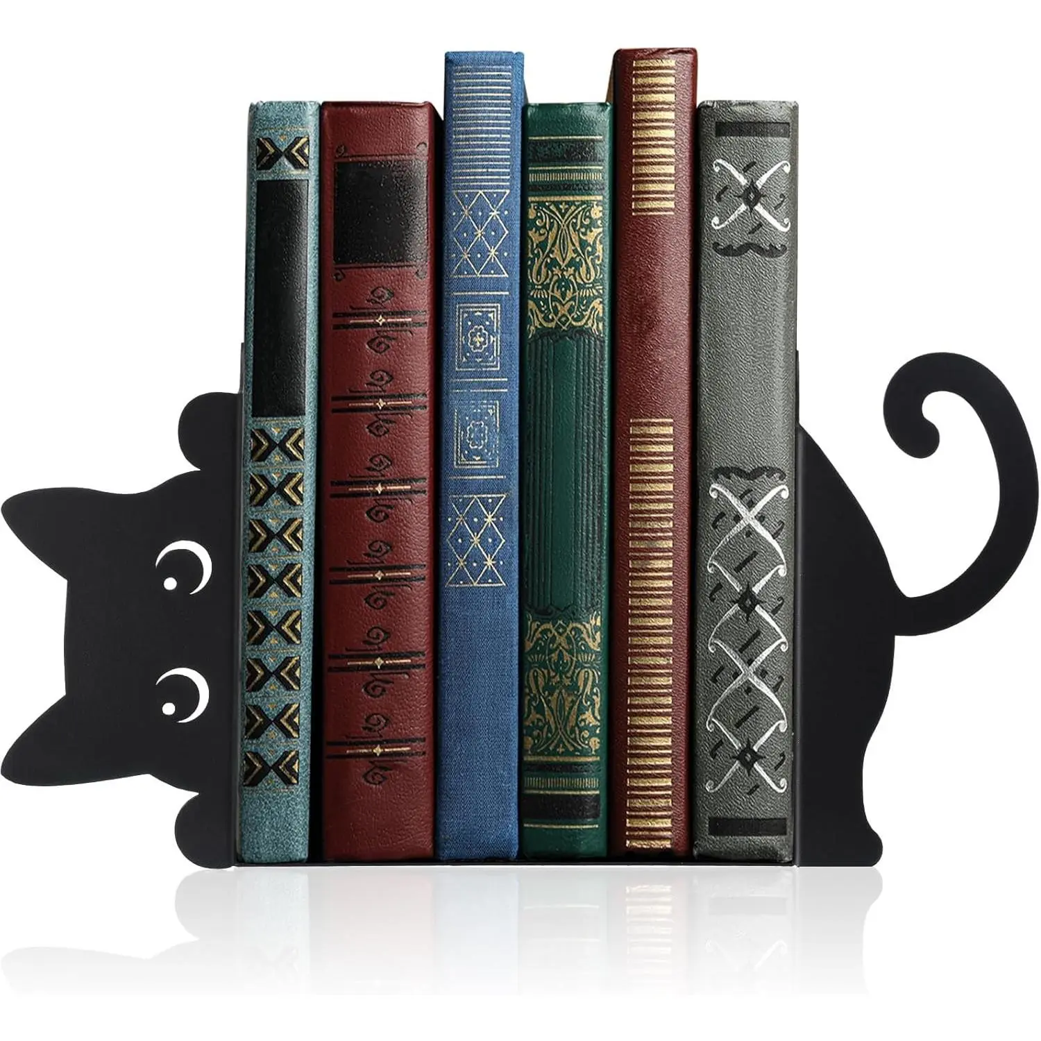 Peeping Cat Metal Bookends Set of 2 Cute Book Ends for Shelves Decorative Bookshelf Home Office Desk Bookshelf Decor Gift for Cat Lovers and Reading Enthusiasts