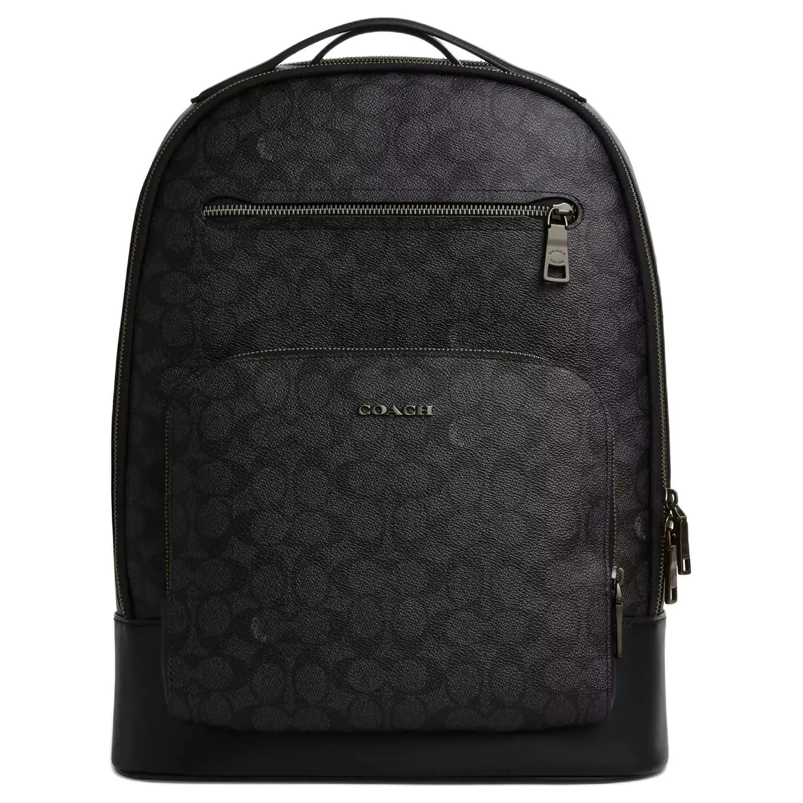 COACH Ethan 32 Backpack for Men – Silver Hardware, Coated Canvas, Oversized, Charcoal and Black