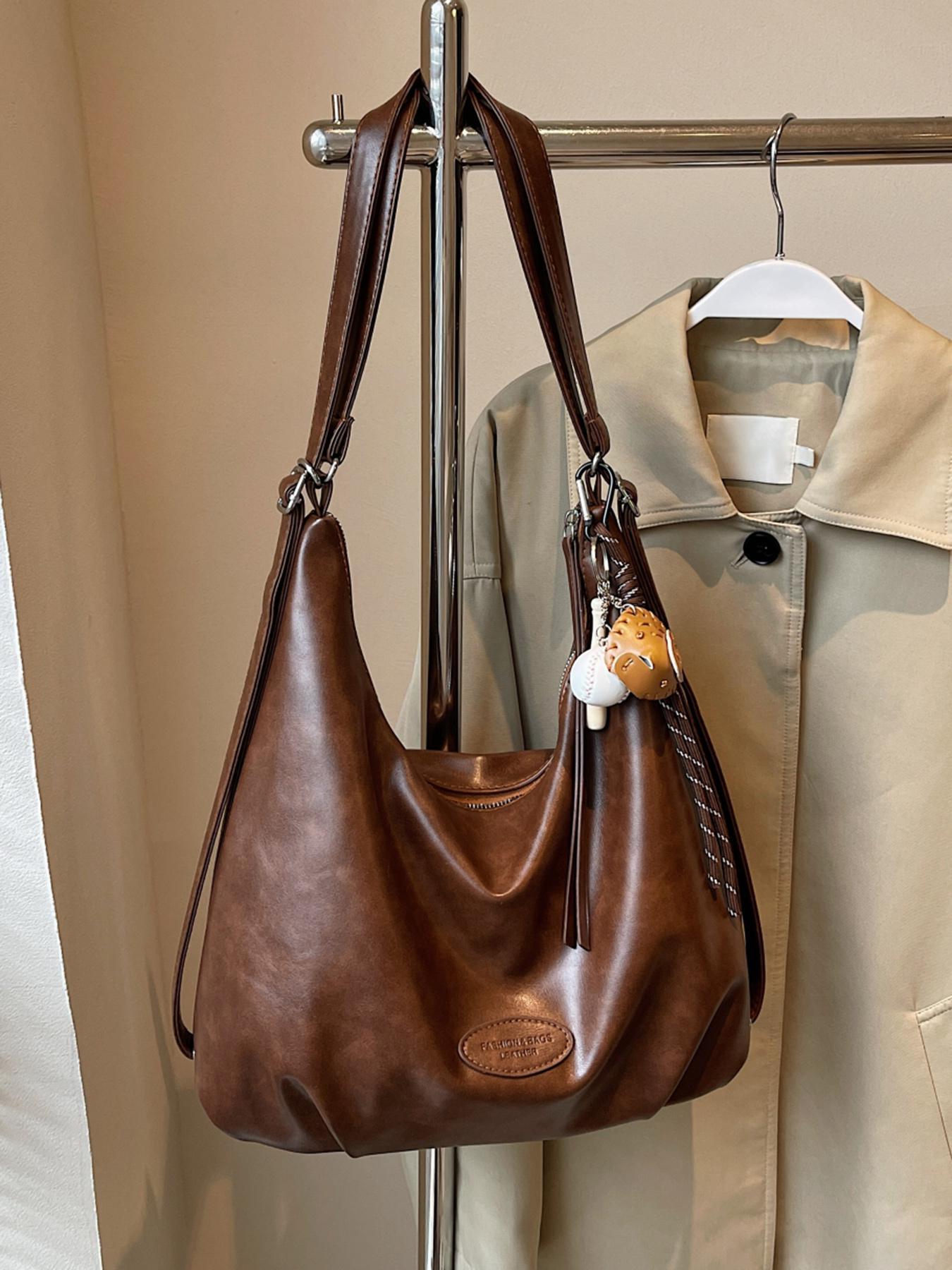 Large Capacity Tote Bag, Retro Casual Fashionable One-shoulder Crossbody Bag for College Students, Suitable for Short Trips, Elegant Commuter Bag