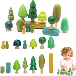 Wooden Tree Toys Balancing Stone Blocks | Wooden Sorting Stacking Balancing Stone Rocks for Toddlers 3+ | Lightweight Colorful Educational Toys (Forest)fidget toys