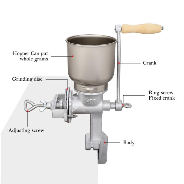 500 #   Home Use Hand Cranking Operation Grain Grinder Silver