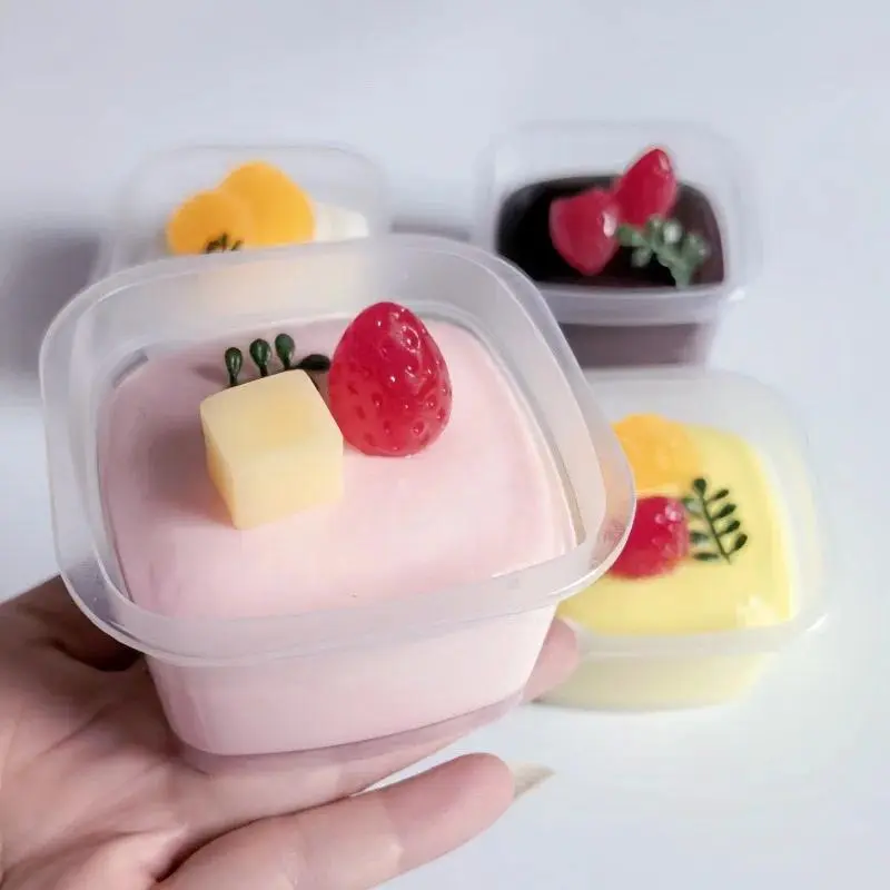 Squishy Simulated Fruit Pudding Squeeze Toy Soft Slow Rising Stress Relief Sensory Fidget for Anxiety ADHD Gifts for Kids Adults
