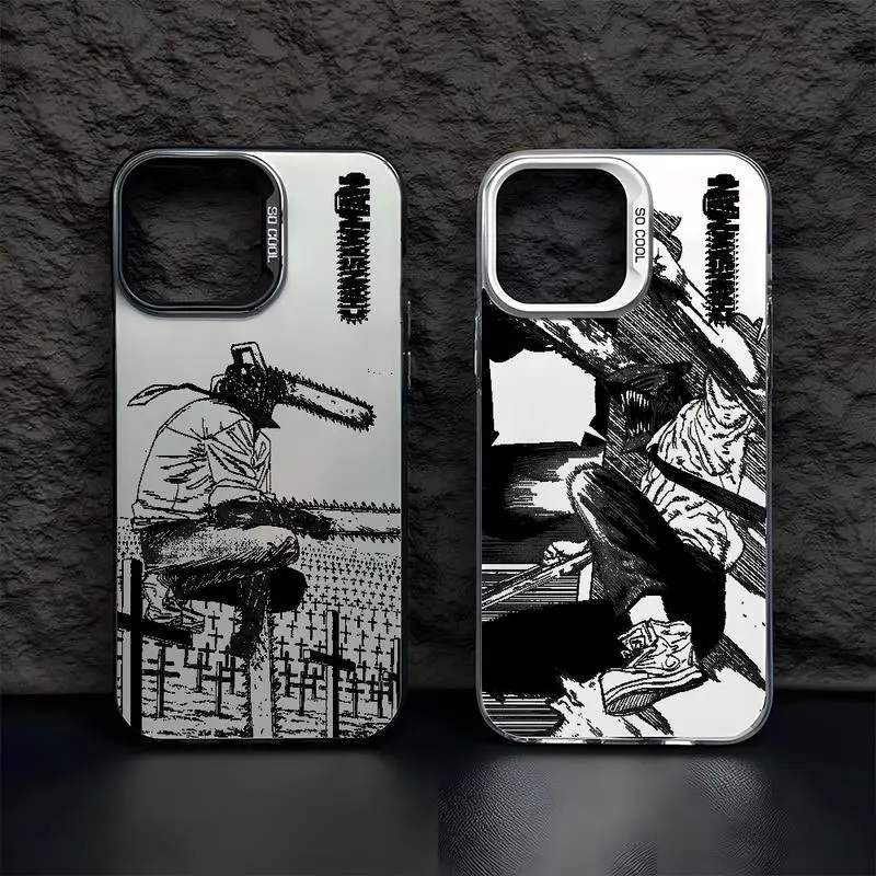 Chainsaw manS Denji MAKIMA Phone Case Compatible with iPhone 17/16/15/14/13/12/11 Pro Max/Plus Black Matte Multicolor Laser Metallic Aurora Funda Smartphone Cellphone Screen Protector Casing Cover Protection Protective Shockproof