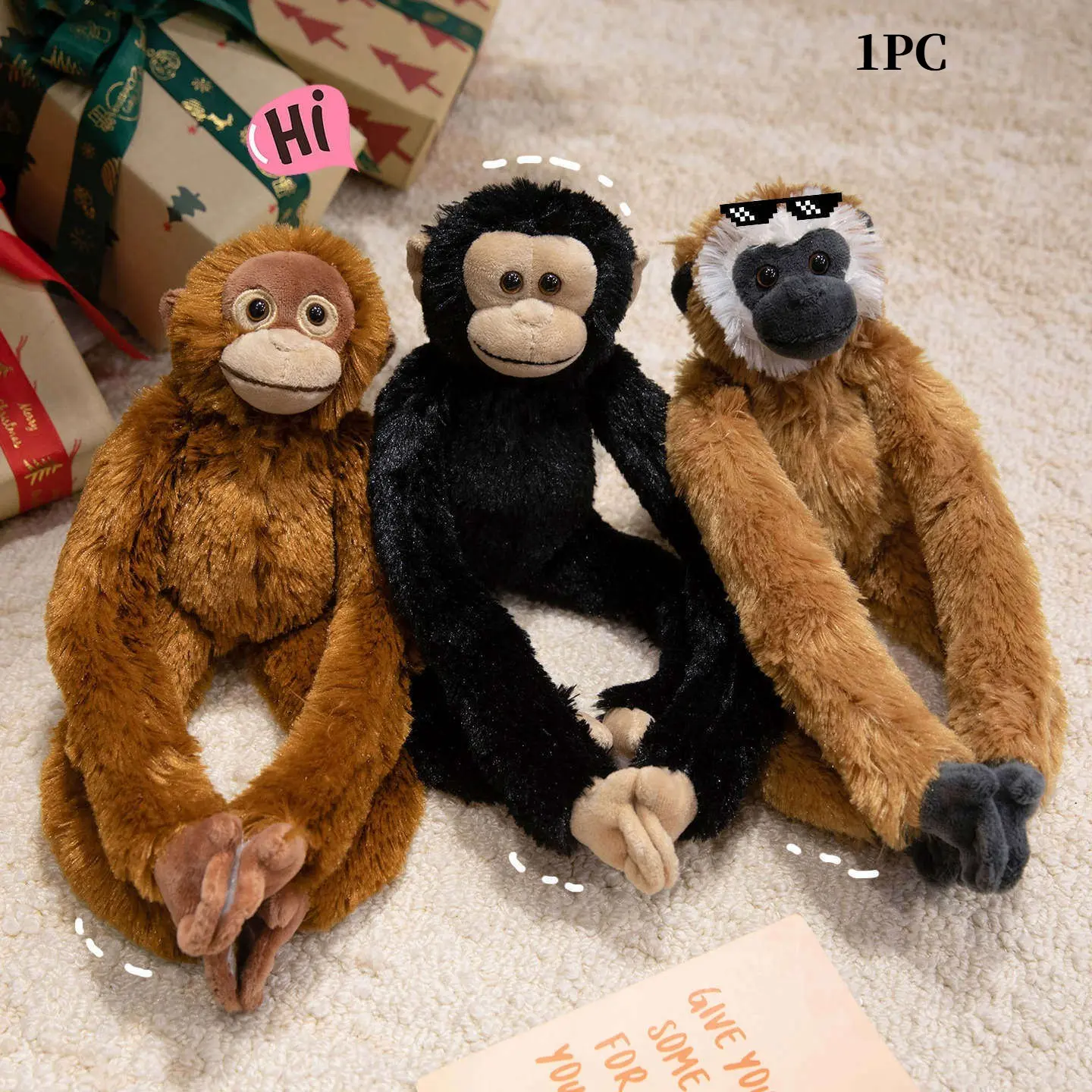 Long-Armed Lemur Plush Toy Hanging Mommy Baby Chimpanzee Sloth Curtain Clip, Cute Party Gift, Christmas, Easter, Thanksgiving, Valentine's Day, Birthday, Student Gift