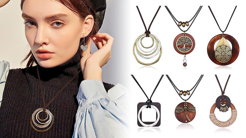 Adjustable 6Pcs Long Pendant Necklaces for Women Boho Vintage Wood Fall Sweater Necklaces Set Statement Feather Dragonfly Peace Sign Y Necklace Hippie Handmade Fashion Jewelry Accessories Adjustable 6Pcs Long Pendant Necklaces for Women Boho Vintage Wood Fall Sweater Necklaces Set Statement Feather Dragonfly Peace Sign Y Necklace Hippie Handmade Fashion Jewelry Accessories