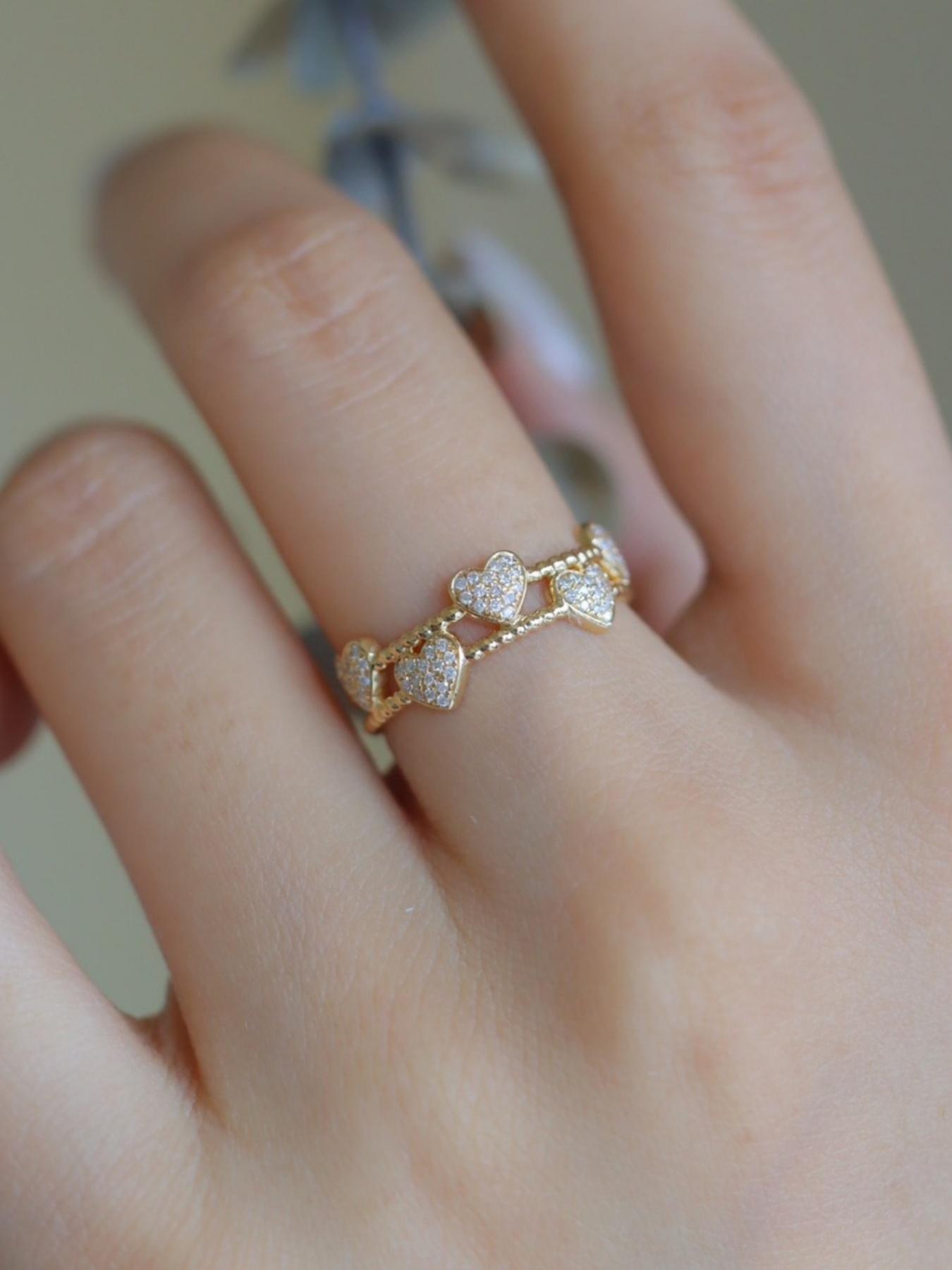 S925 Sterling Silver Fashionable Heart Design Ring, Artificial Zircon Decorated Ring for Women, Trendy All-match & Exquisite Jewelry for Birthday Gift, Heart Shaped Ring, Jewelry Rings