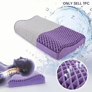 Purple Honeycomb Gel Pillow, 100% Elastic Mesh, Large-Size Contoured Ergonomic Cooling Pillow, Includes Breathable Cover, Fully Washable, Easy Maintenance, Ideal Cooling Pillow for Summer #GLOBAL PICKS