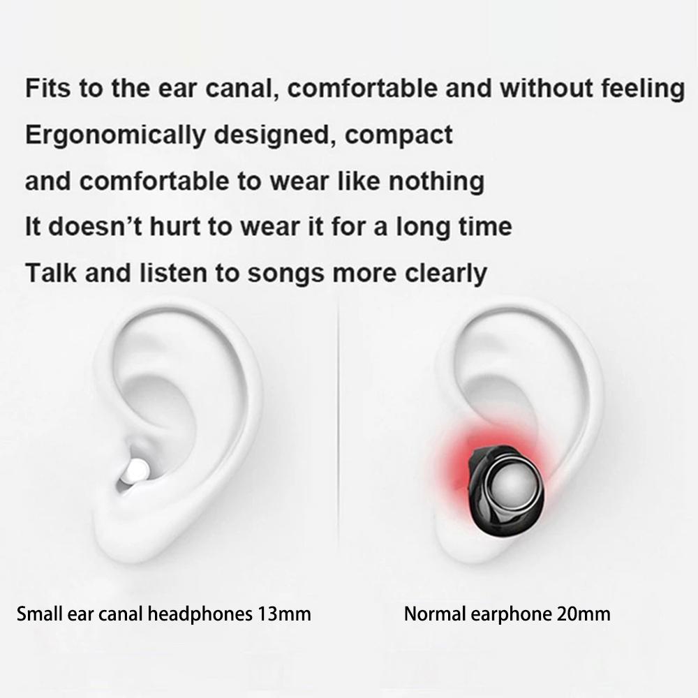 Mini Wireless Bluetooth TWS Headphones with Mic, In-Ear Earbuds for HD Calls, Sports, Gaming, Long Standby, Comfortable Sleep Headsets
