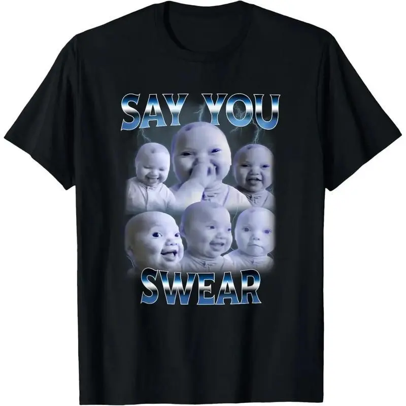 Women's 100% Pure Cotton Short-Sleeve Round Neck Casual Graphic Tee - AI Baby Meme Print, 90s Kid Aesthetic Funny Vibes Streetwear Top for Teens, Meme Fashion, Retro, Vintage, Shortsleeve, Tshirt, Cotton Graphic Tees, Retro Street