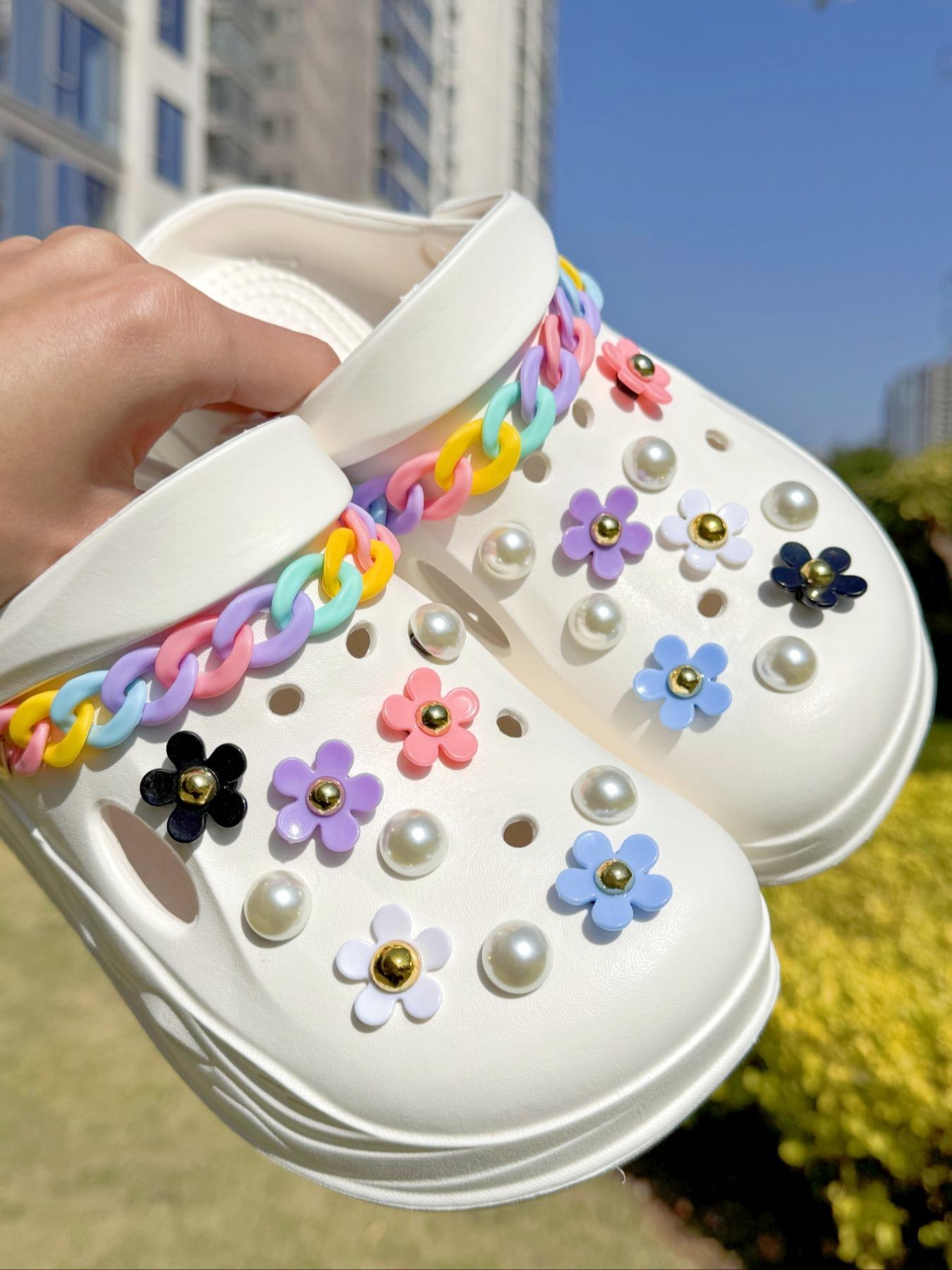 Cute Flower & Faux Pearl Decorated Shoe Charm, Fashionable DIY Shoes Decorations for Clogs, Shoes Accessories for Women & Girls