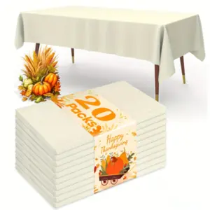 20 Pack Plastic Table Cloth Disposable, White Tablecloth,54×108”/ 54 x 72 Inch Tablecloths, Waterproof White Party Table Cloth, Rectangular Tables Covers for Wedding Party Supplies Birthday Picnic