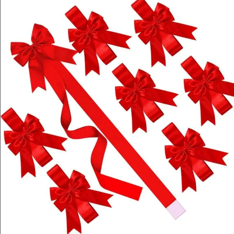 8-Piece Ribbon Bow Set, Large Christmas Door Decorations, Kitchen Cabinet Storage Bows, Holiday Party Decoration Supplies
