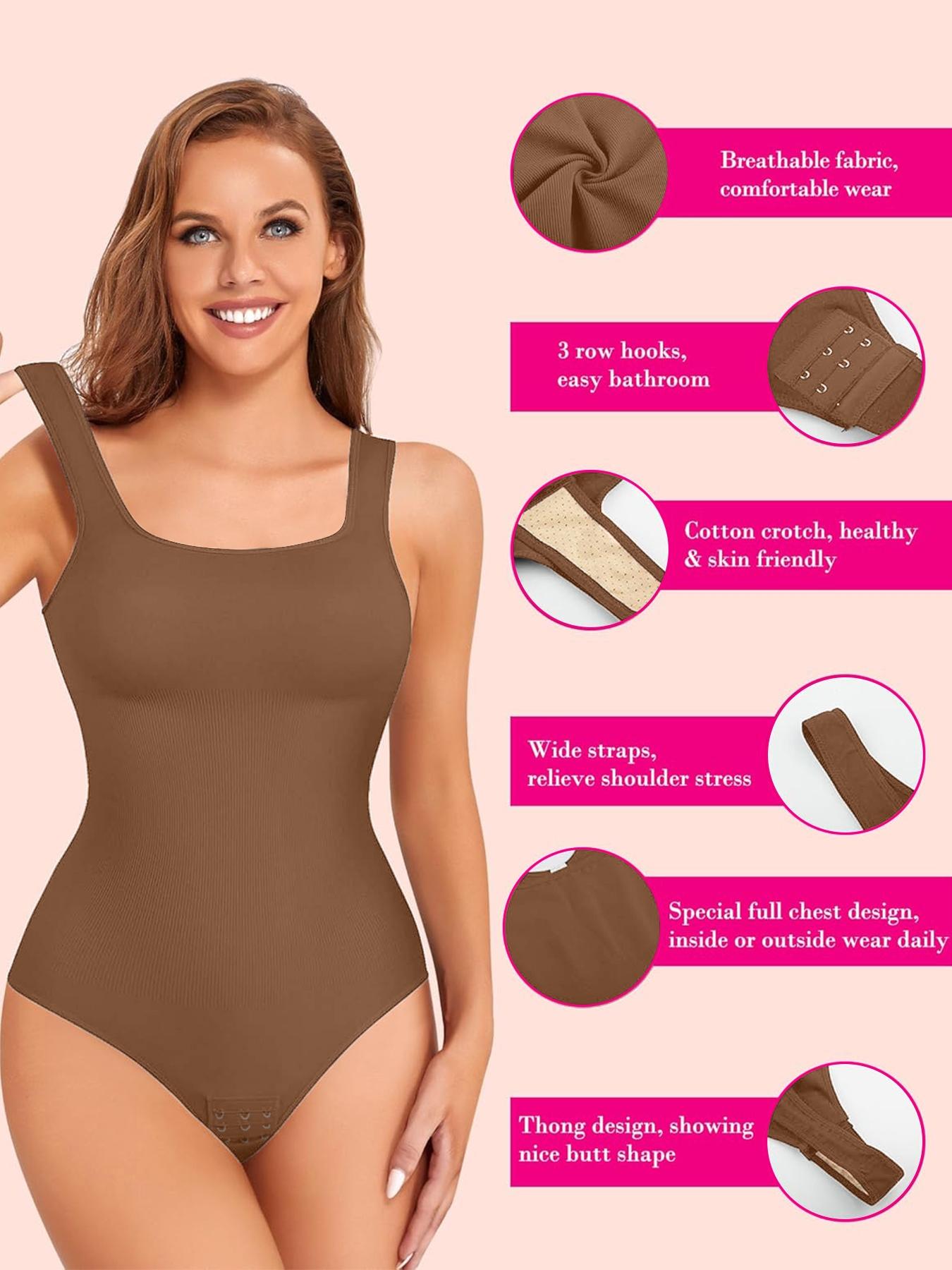 Women's Shapewear Bodysuit, Compress Shapewear, Waist Abdomen Ribbed Strengthening, Wide Shoulder Straps, Chest Support, Belly Control, All Seasons