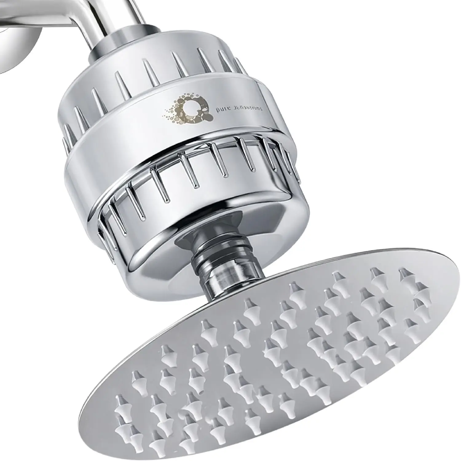SteelRain Filtered Shower  – 6" Solid Metal Rainfall Shower  with Shower Filter,  Recommended for Softer , Hair, 99% Removal of Chlorine, Fluoride, Heavy Metals
