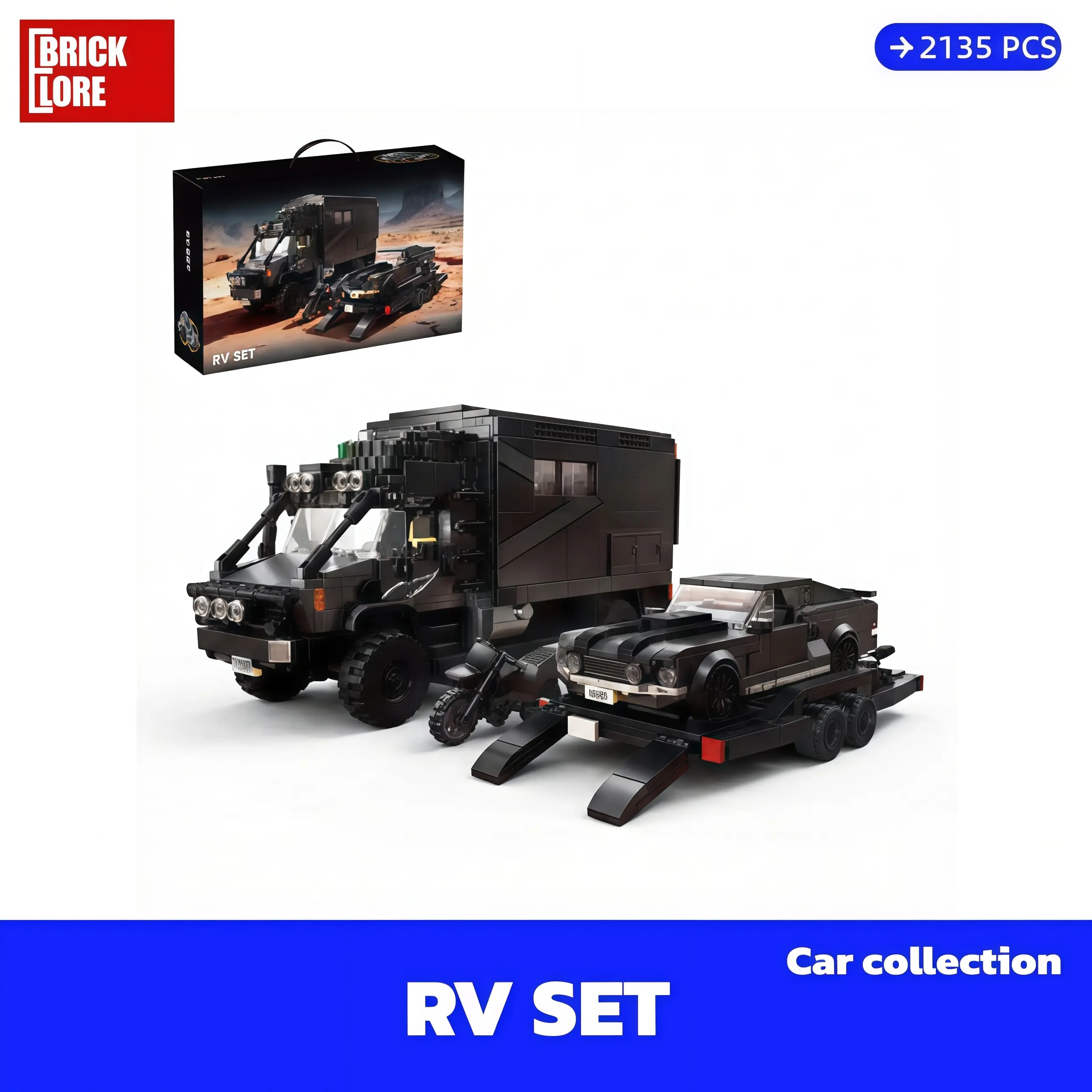 [BrickLORE](SHIP FREE) RV SET Motorhome+Race Car Car collection 2135 Pieces With GIFT box