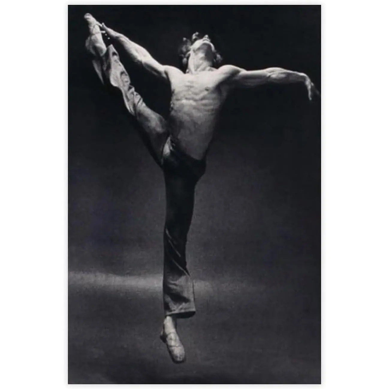 Mikhail Baryshnikov Ballerina Pose Canvas Wall Art, Vintage Pine Wood Framed Aesthetic Print, Home Decor for Living Room Bedroom Church Wall Decoration, Frame-Style