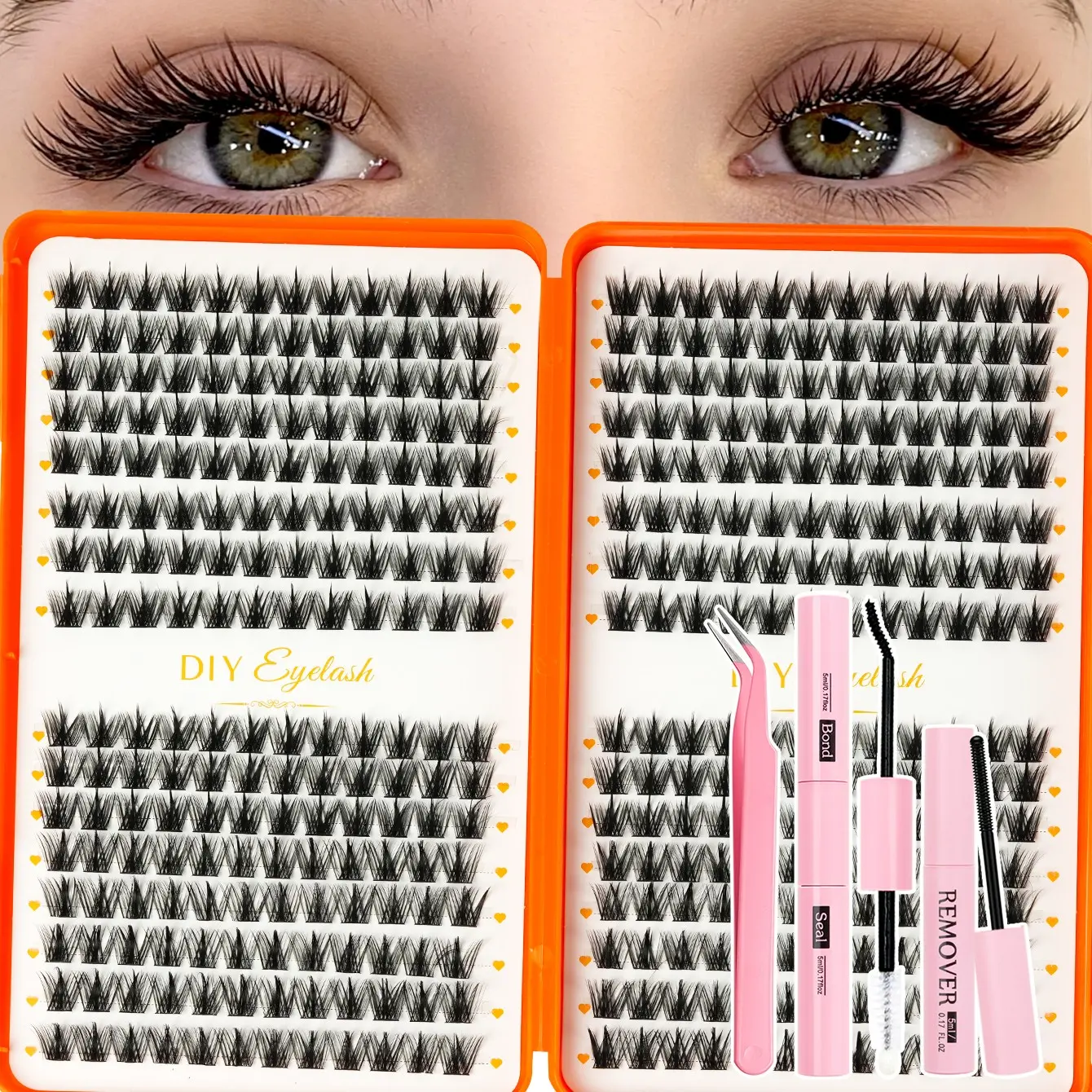 Curly eyelash tufts, Diy volume eyelashes, 0.07 mm D-curl, 8-16 mm mixed natural and artificial eyelash wigs, thick and long eyelash tufts, curly individual eyelashes, suitable for beginners and families