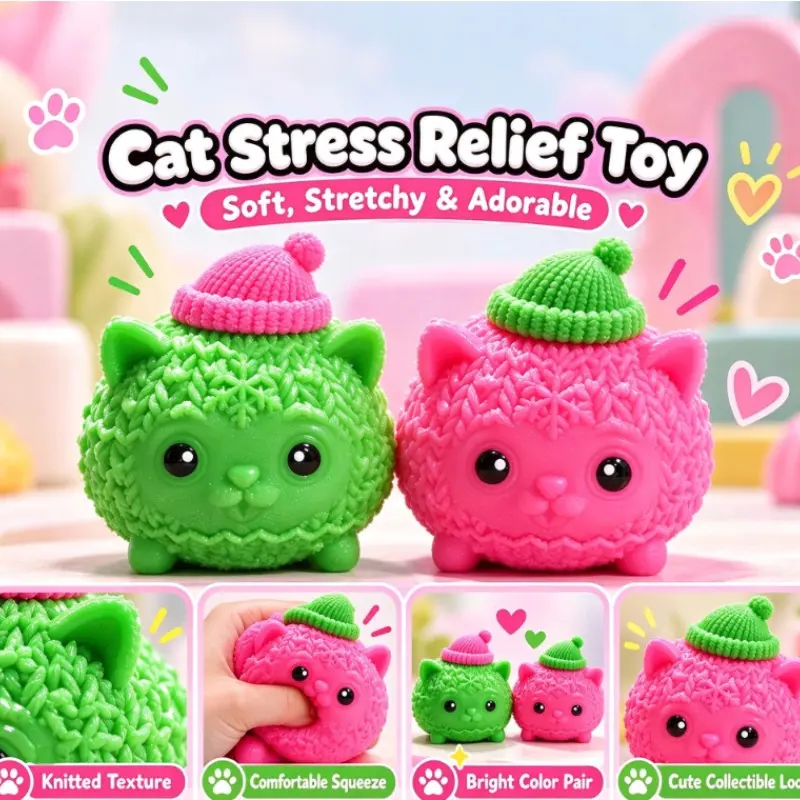 2027 New Cute Cat Plush Toy, Soft Elastic Fidget Toy, Stress Relief Sensory Toy, Kids Adult Gift, Christmas Halloween Toy Gift, Satisfying Squishy