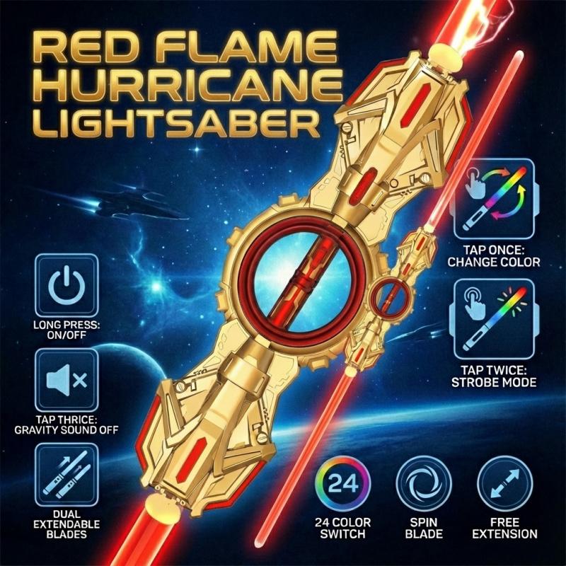 Blazing Hurricane Lightsaber - 2-in-1 Retractable Double-Blade, 24-Color LED Lights & 360 °     Spinning. STEM-Inspired Role-Play Toy, Interactive Open-Ended Fun for Boys & Girls. Cool Laser Sword for Daily/Costume Party!