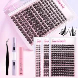 Surprise!Lash CLusters Kit, Personalized Styles Lashes Cluster With Invisible Band Lashes,Manga Lash Extension with Waterproof Long-lasting Lash Bond and Seal,Tweezers and Remover for DIY Eyelash at Home Easily, Natural Makeup Girl Gifts BlackFriday