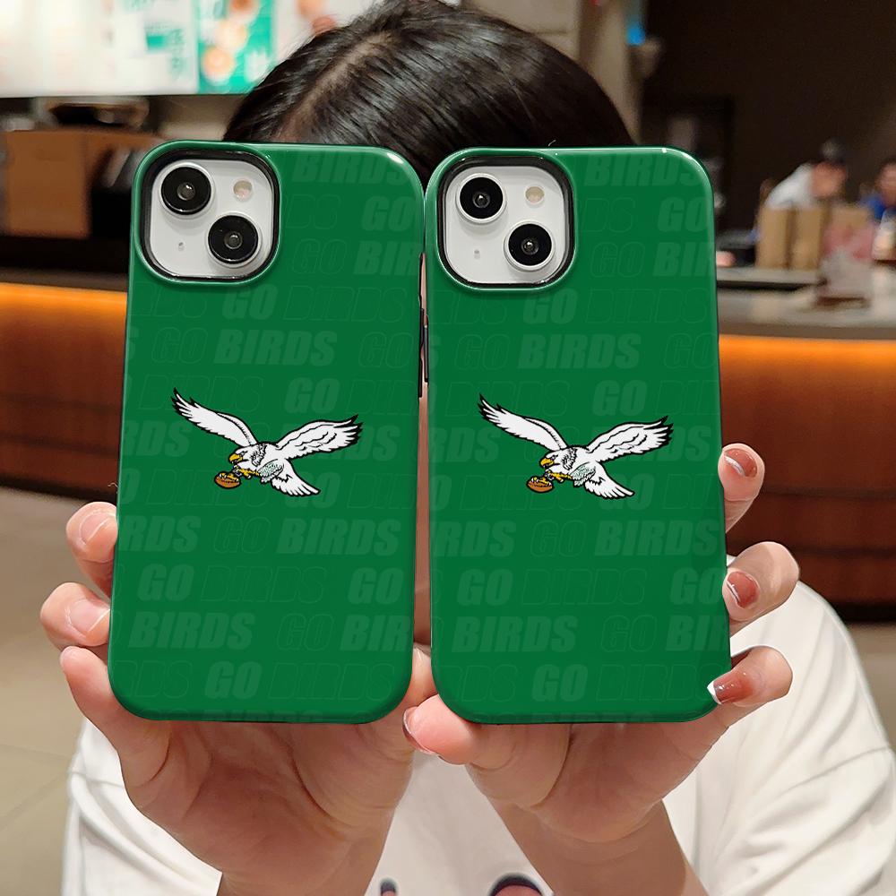 Go Eagles Football Phone Case , Shockproof Rugged Cover Dual Layer Soft TPU Hard Bumper Hard Shell for iPhone 11 12 13 14 15 16 17 Pro Max Plus Air X XR 7 8 XSMAX
