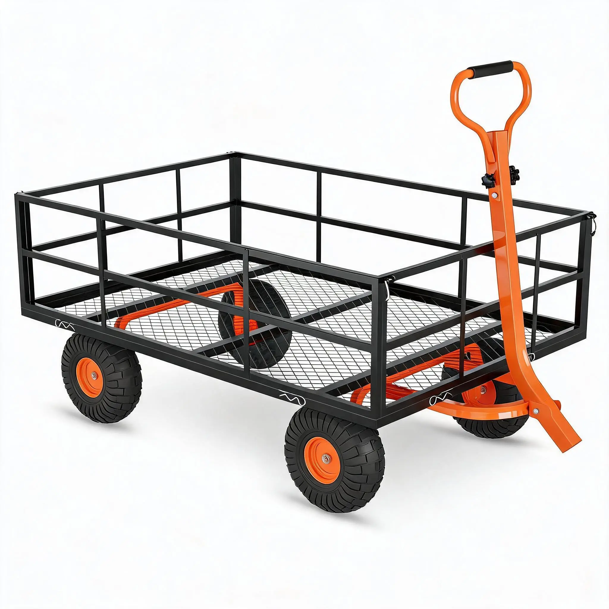Heavy Duty Steel Garden Cart – 3-in-1 – 1200 lb Capacity – Removable Sides – All-Terrain Tires – 180° Rotating Handle – Ideal for Tools & Plants