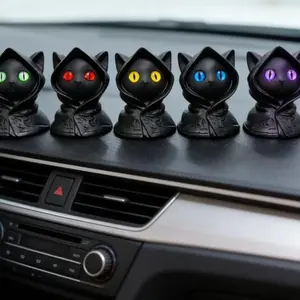 5pc Cute Cat Car Ornament, High Aesthetic Cat Dashboard Decor, Nighttime Theme Vehicle Rear Decoration, Adorable Pet Accessory