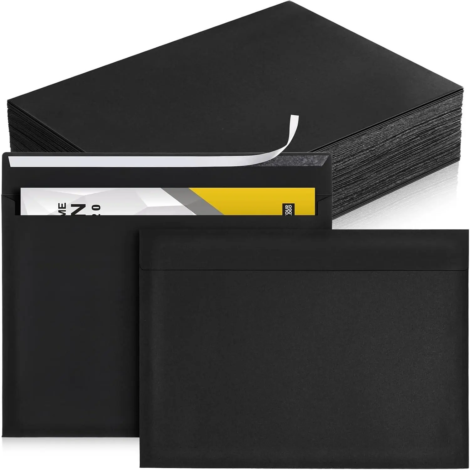 100 Pcs 9 x 12 Open End Booklet Black Envelopes 80 lb 120gsm Catalog Envelopes with Closure, Ideal for Mailing Catalog, Financial Document, Magazine, Pamphlet and Business Use