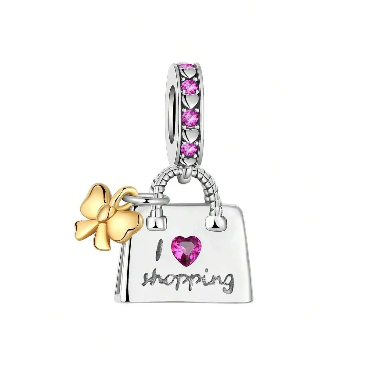 Silver-Plated Shopping Bag Bow Pendant, Suitable For Bracelet DIY, Women's Jewelry, Valentine's Day Gift