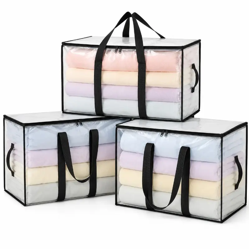 72/88/91 L Transparent Storage Box, Moving Suitcase, Car Trunk Storage, Back to school for College Students, Outdoor Camping Storage, with Excellent Functionality and Multiple Uses, for Blankets, Skirts, Quilts, Pillows, Clothes, Space-saving, Storage