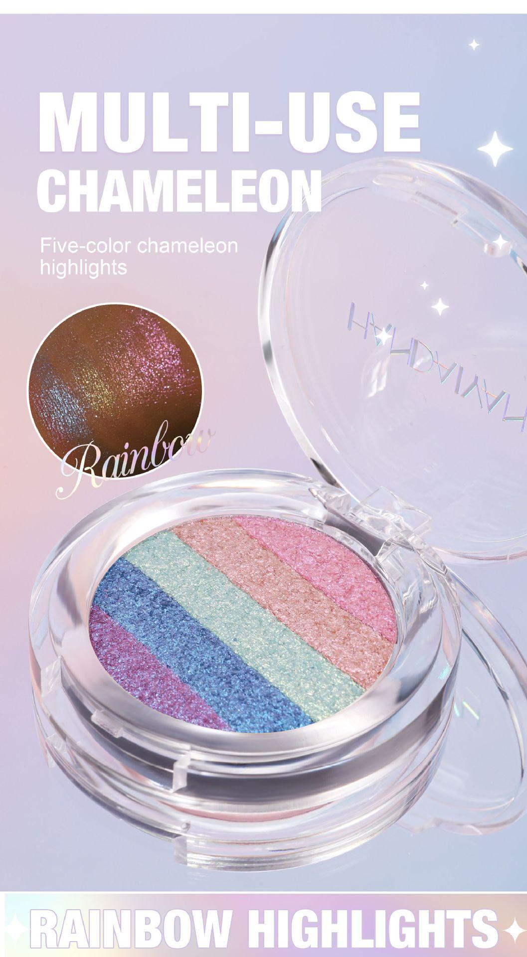 Holographic Rainbow Chameleon Eyeshadow, HANDAIYAN Multichrome Highlighter for Face Body Festival Makeup
