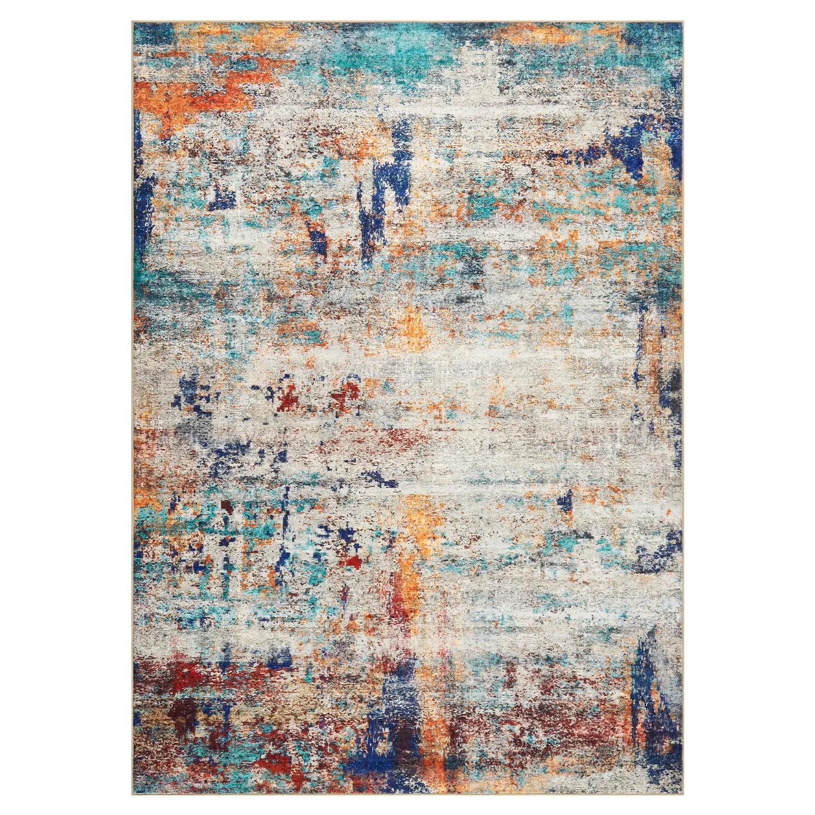 Machine Washable Indoor Outdoor Area Rug, Low-Pile Faux Wool Recycled Floor Mat with Cushion Sponge Core, Mark Resistant Anti-Fray Edges Abstract Pattern Rug Pet Child Friendly for Living Room Bedroom Entryway