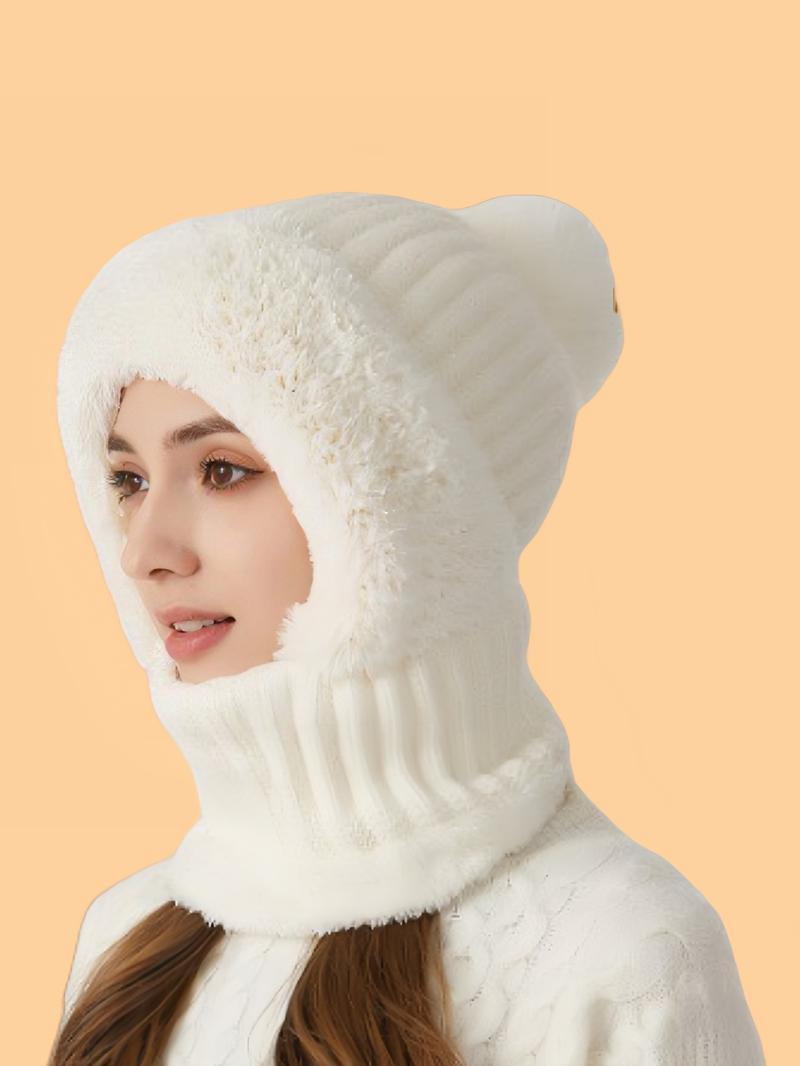 Women & Girls Pom Pom Beanie - Solid Color Thick Warm Knit Hat - Fall Winter Fashion Accessory - Casual Daily Wear Ideal Holiday Gift for Her One Size