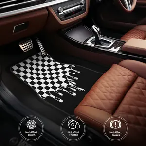 4pcs Checkerboard Pattern Pattern Car Floor Mats, Easy Clean, Front & Rear Seats Floor Mats, Protection Mats for Women and Men, Car Accessories for Women, Jeeps ccessories, Cybertruck, for jeep for BMW for tesla, universal fit floor mats