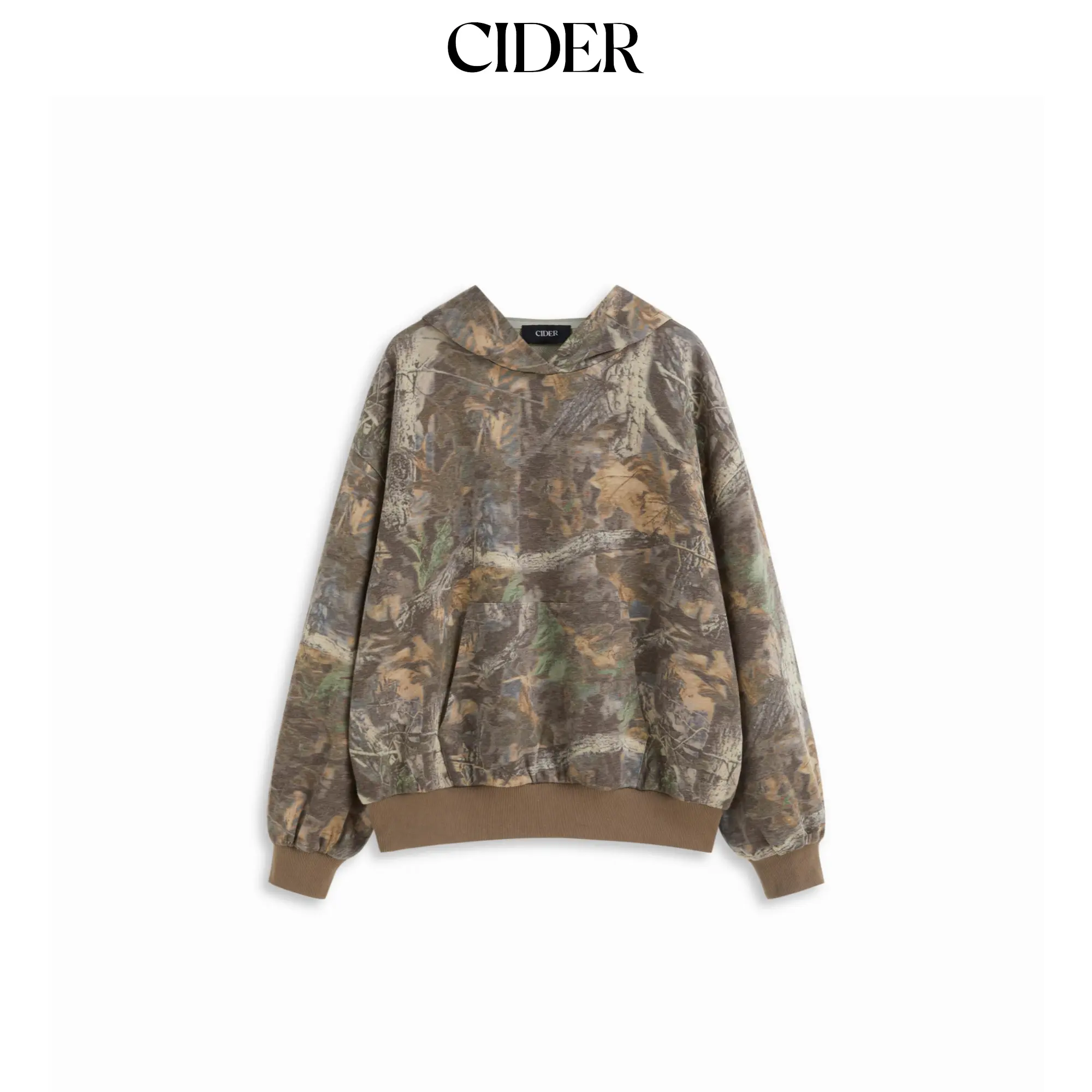 Cider Cotton-blend Camo Hooded Pocket Oversized Hoodie SohoChic