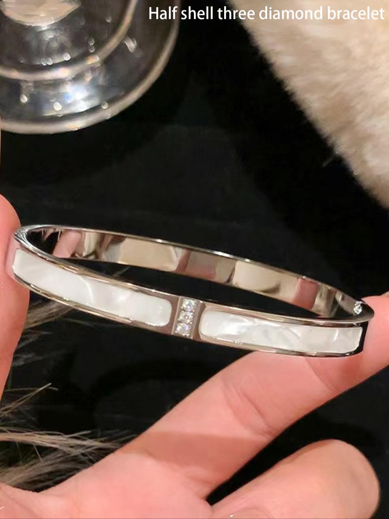 Elegant Rhinestone-Decorated Bangle, Trendy Stackable Bangle, Fashion Jewelry for Women and Men, Perfect for Parties and Daily Wear, Versatile All-Match Jewelry Birthday Gift, Mix Bracelets