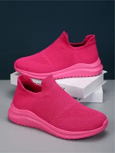 1 Pair of Unisex Flyknit Slip-On Casual Shoes - Flyknit Knitted Upper + Elastic Slip-On Collar, Suitable for Work Commute & Shopping Travel Scenarios, Breathable & Comfortable Easy To Wear Lightweight & Non-Slip