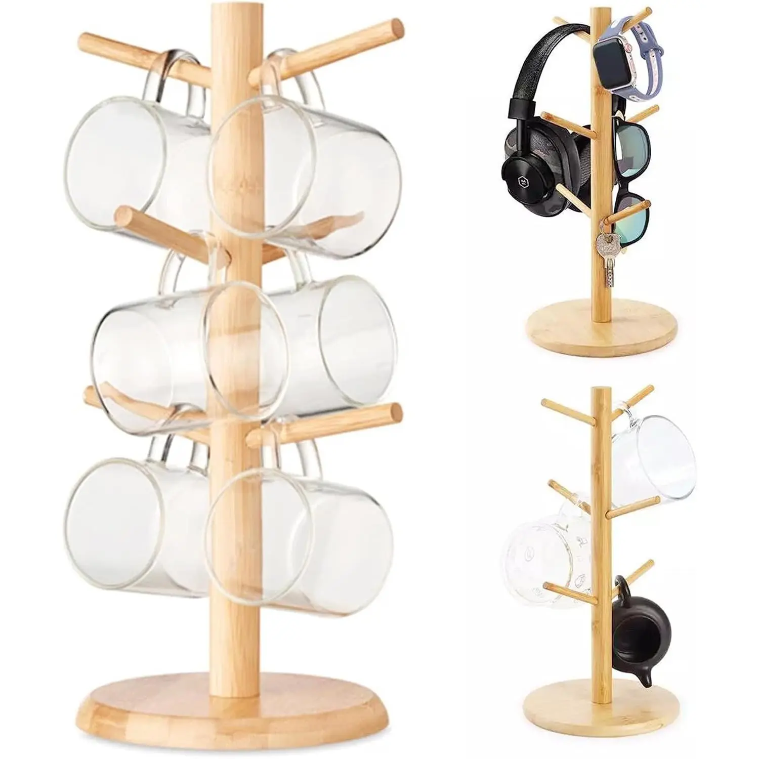 Mug Cup Holder Tree for Countertop Mug Stand Cup Holder Mug Rack Stand Coffee Cup Stand 6 Hooks Coffee Mug Display Kitchen Space Saver Coffee Bar Accessories