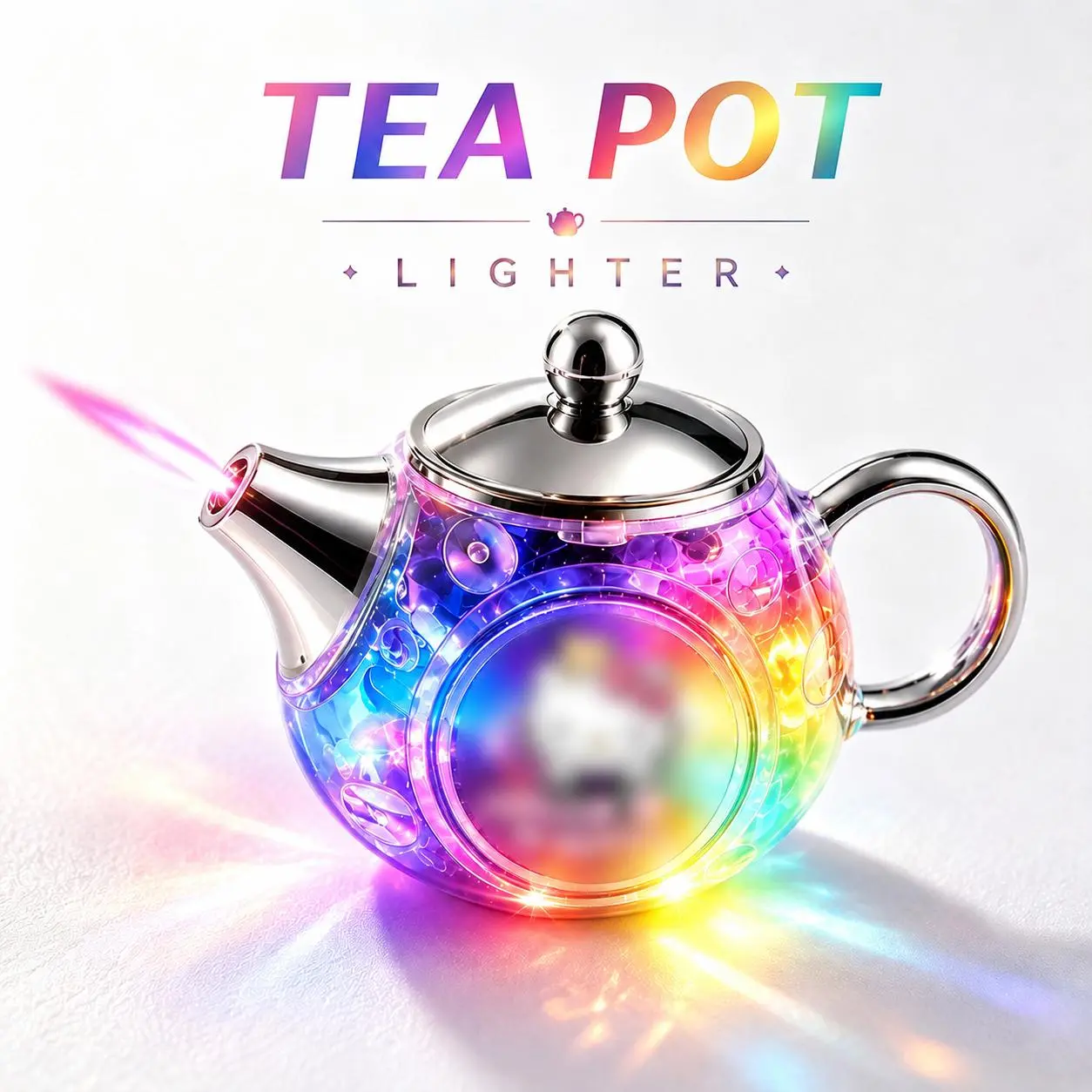 Hlo Ky Transparent Teapot-Shaped Lighter – Refillable, Windproof Red-Flame Torch Lighter With Led Light; Portable Push-Button Cartoon Lighter Suitable For Candles, Bbq, Camping, And Outdoor Use