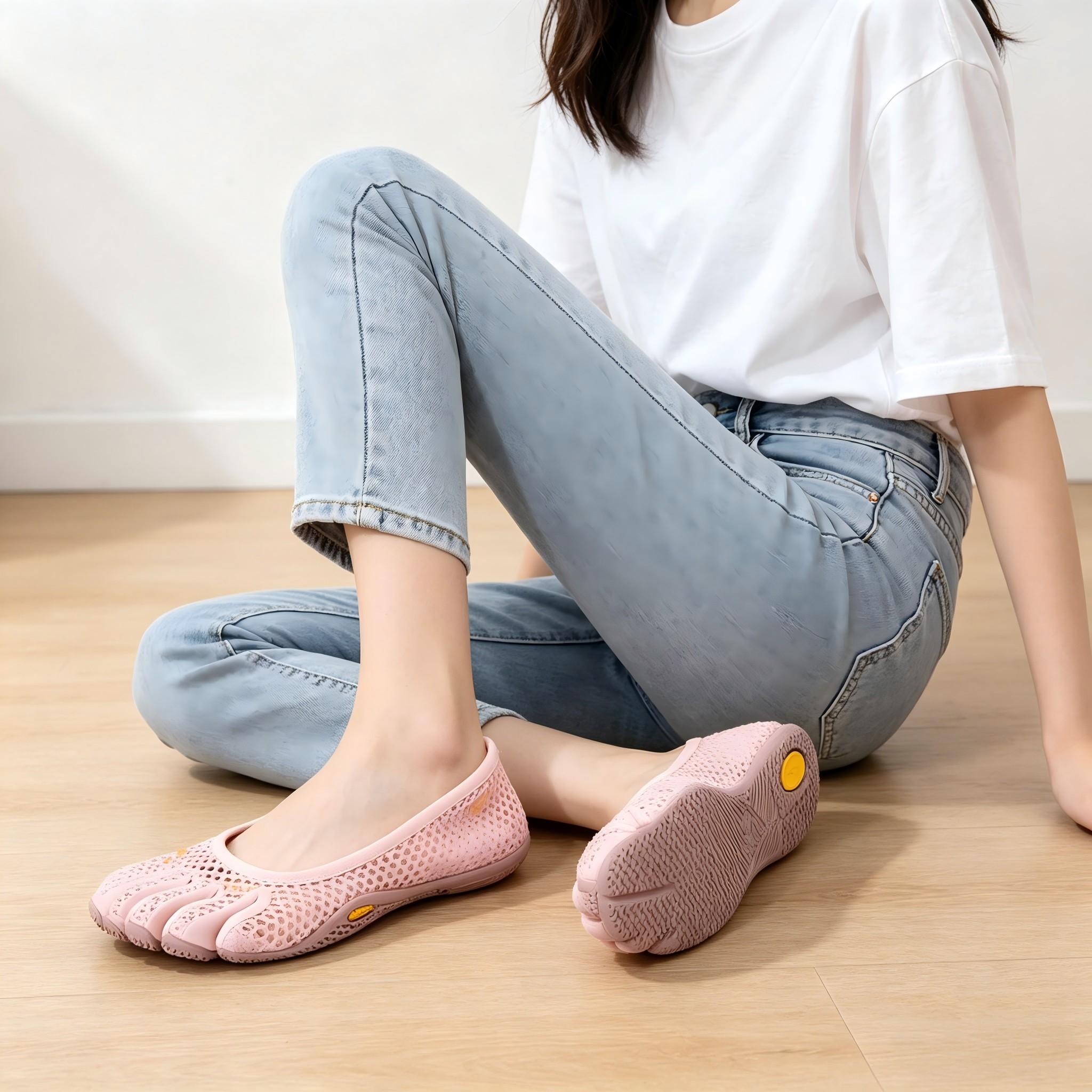 Women's Breathable Mesh 5-Finger Flexible Shoes - Lightweight, Stylish Barefoot Design, Non-Slip Yoga Flats for Pilates, Fitness & Daily Wear