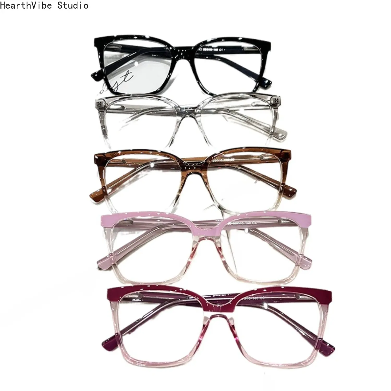 HearthVibe Studio 5-Pack Unisex Oversized Square Frame Blue Light Blocking Glasses Bulk Set, Computer Eyewear with Face Shape Correction for Adults