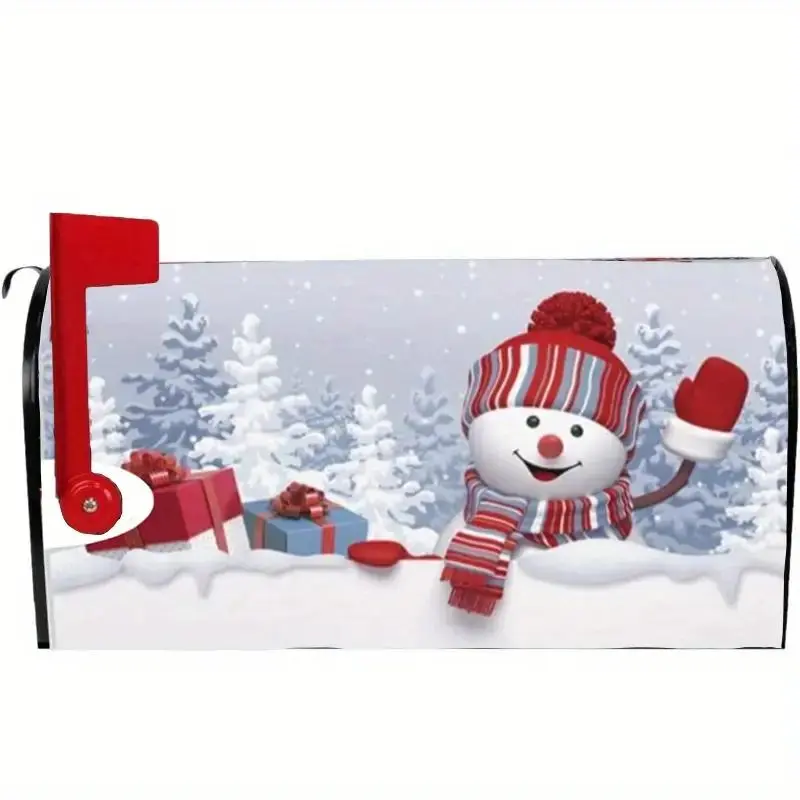 1 Counts Festive Snowman and Snowflake Magnetic Email Cover - Durable Polyester Fiber, Suitable for Outdoor Decoration during Winter Holidays, Suitable for Families and Gardens, Festive Garden Decoration, Winter Wonderland Decoration