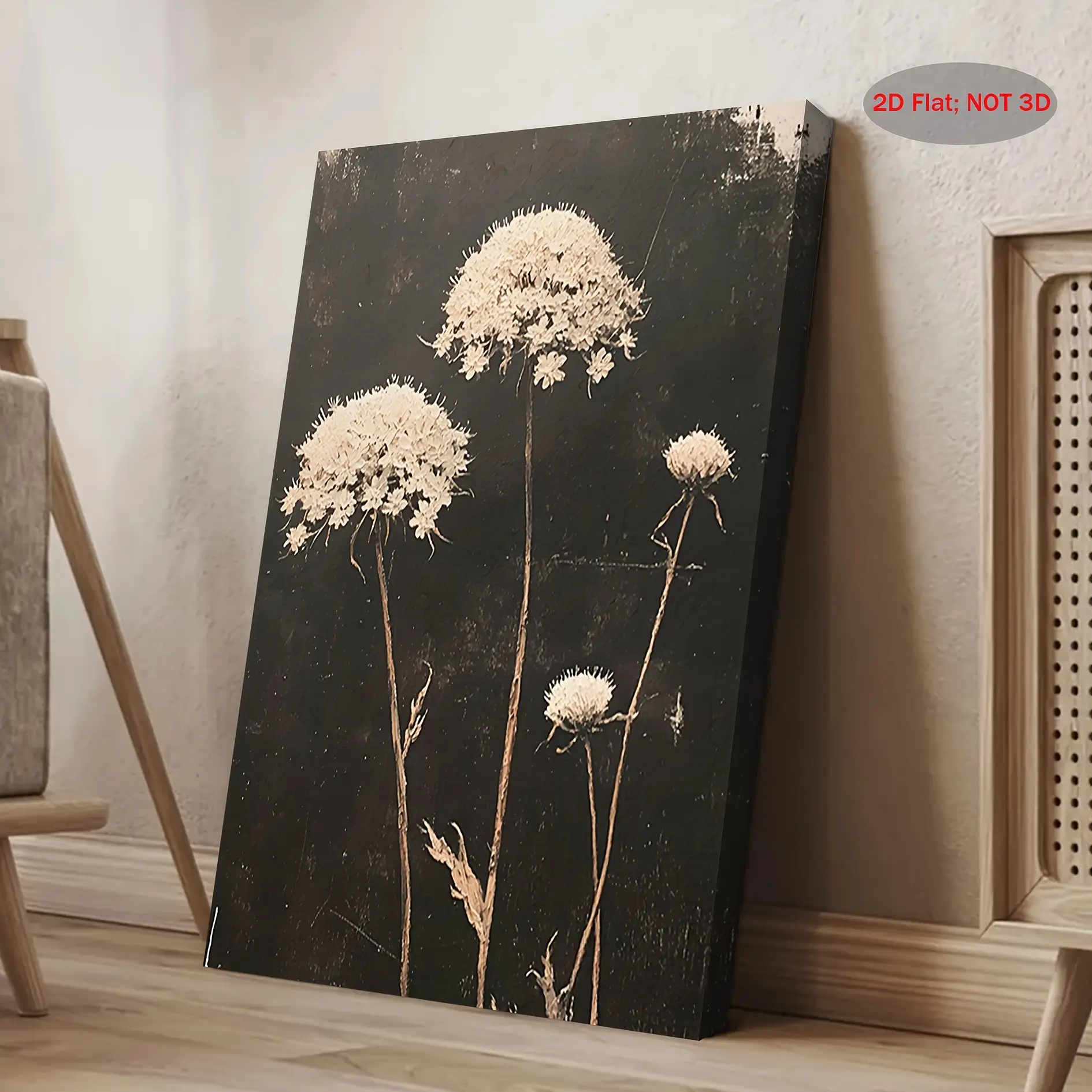 1 Piece Dark Academia 2D Queen Anne Lace Art Print - Lightweight Wood-Framed Botanical Decor, Vintage Edged Canvas, Beige-White Lace Texture, Wardrobe-Accent Wall Home Accent, Elegant Black Friday-Chinese New Year Polka Dot Housewarming Gift