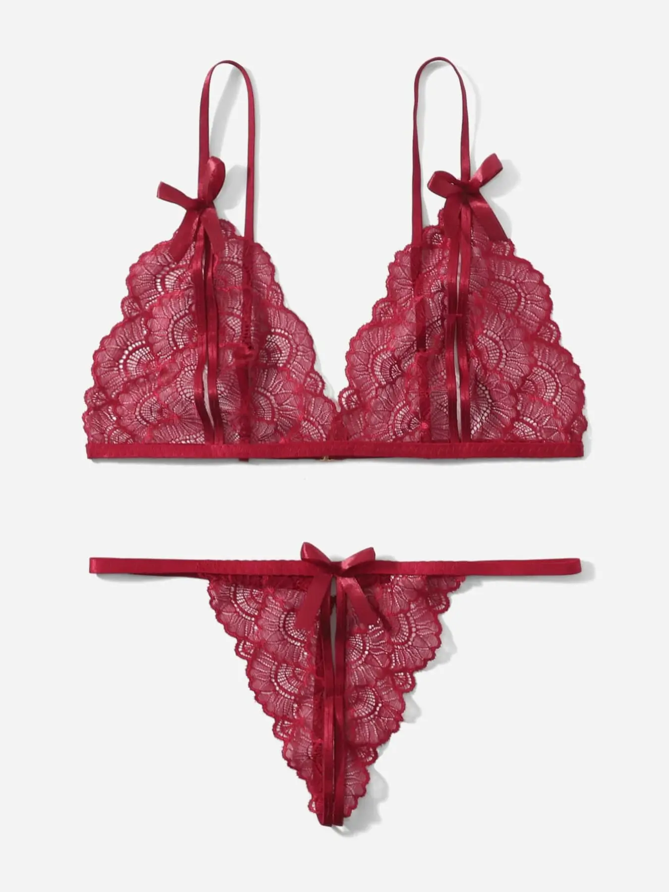 Classic Women’s Exquisite Lace Triangle Cup Bra & Thong Underwear Lingerie Set, Seductive Hot Style; Perfect for Parties, Bedroom Occasions, Honeymoons, Anniversaries, Bridal Nights and Vacations